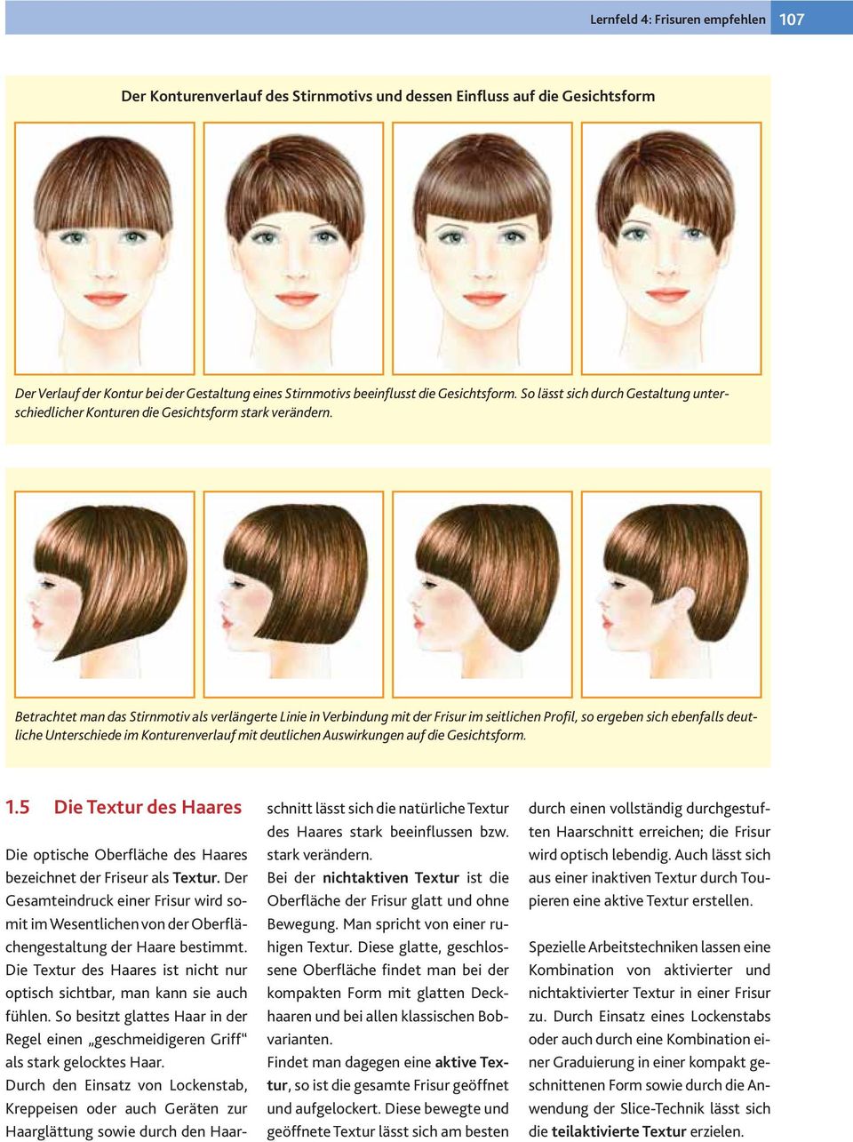 Betrachtet man das Stirnmotiv als verlängerte Linie in Verbindung mit der Frisur im seitlichen Profil, so ergeben sich ebenfalls deutliche Unterschiede im Konturenverlauf mit deutlichen Auswirkungen