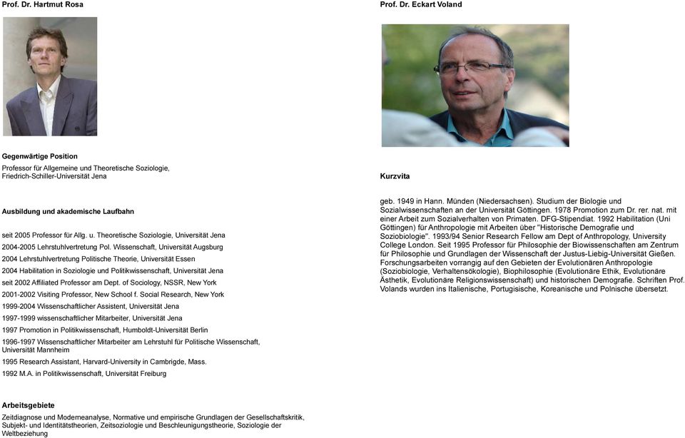 Allg. u. Theoretische Soziologie, Universität Jena 2004-2005 Lehrstuhlvertretung Pol.