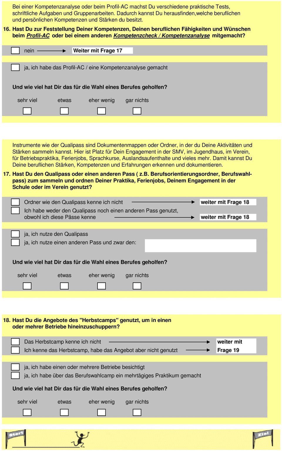 Hast Du zur Feststellung Deiner Kompetenzen, Deinen beruflichen Fähigkeiten und Wünschen beim Profil-AC oder bei einem anderen Kompetenzcheck / Kompetenzanalyse mitgemacht?