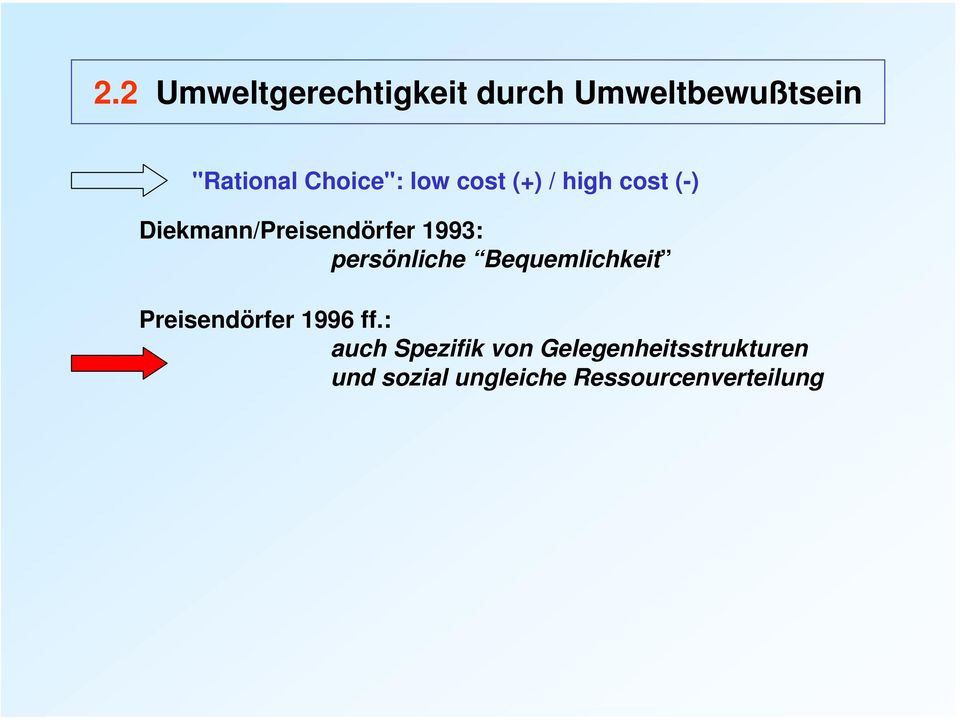 1993: persönliche Bequemlichkeit Preisendörfer 1996 ff.