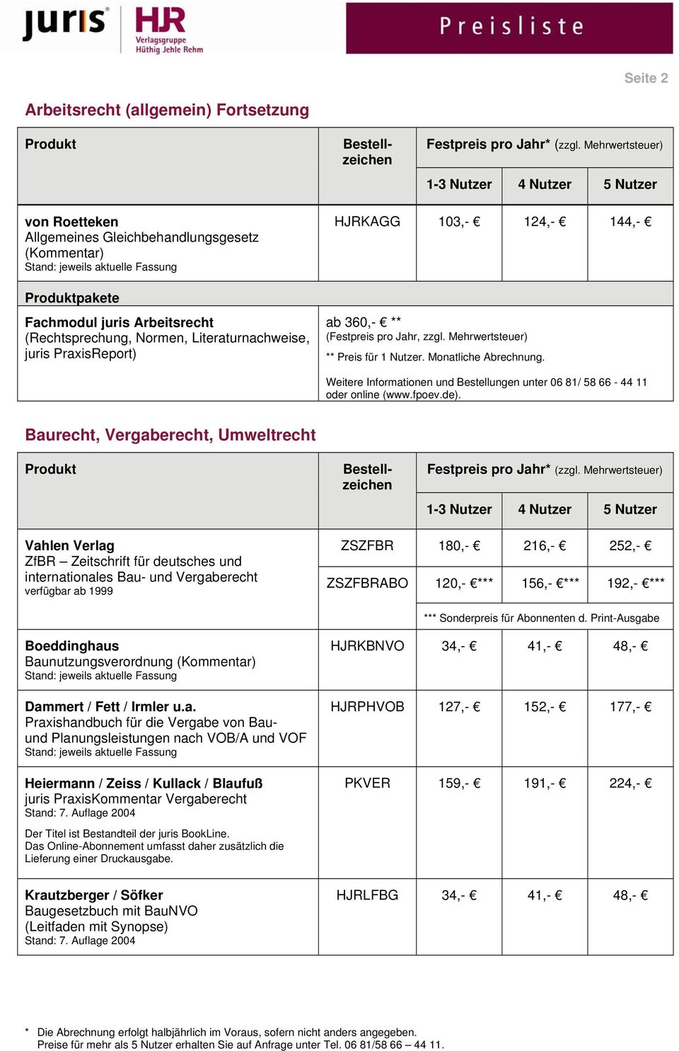 für Abonnenten d. Print-Ausgabe Boeddinghaus Baunutzungsverordnung (Kommentar) Dammert / Fett / Irmler u.a. Praxishandbuch für die Vergabe von Bauund Planungsleistungen nach VOB/A und VOF Heiermann / Zeiss / Kullack / Blaufuß juris PraxisKommentar Vergaberecht Stand: 7.