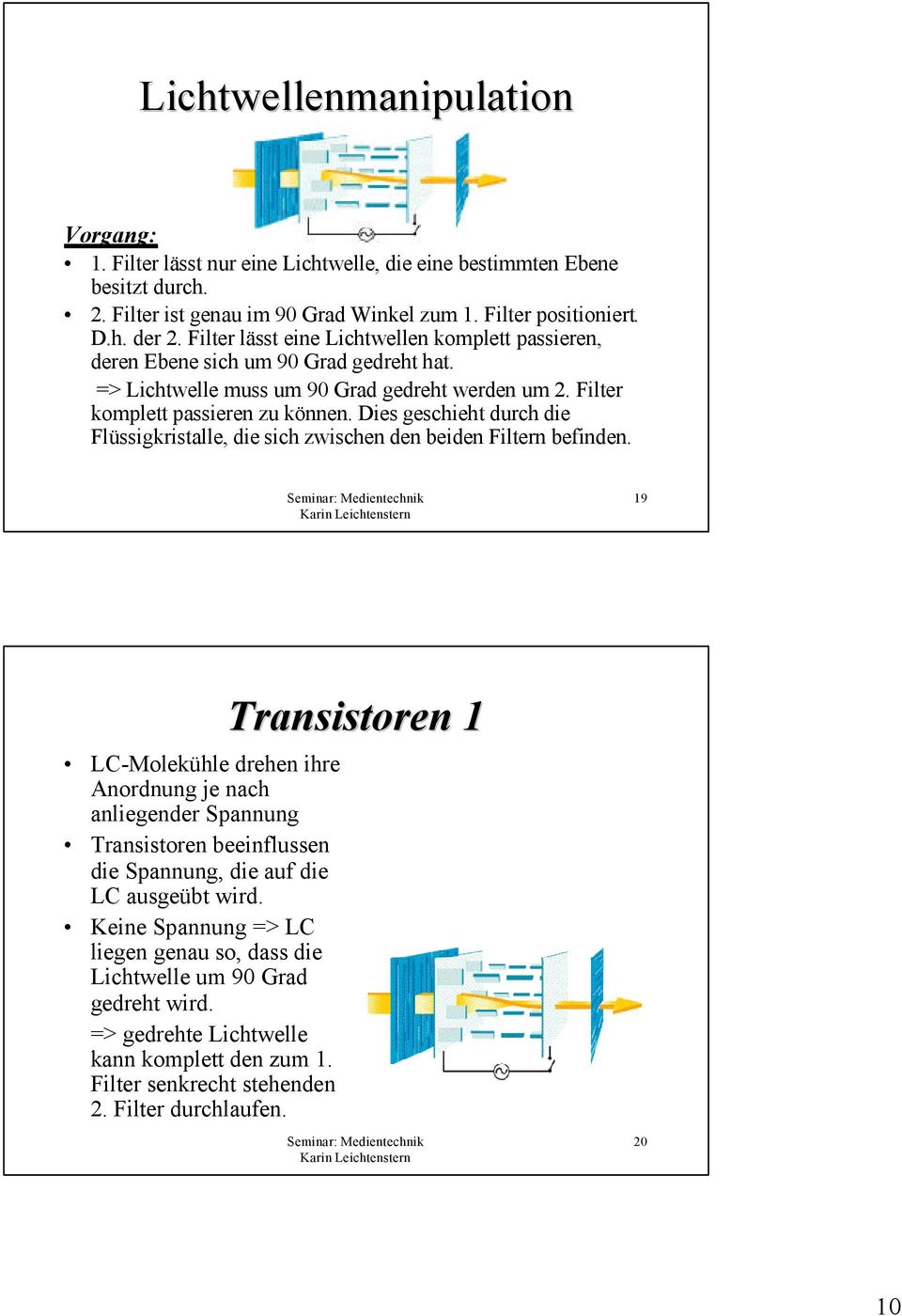 Dies geschieht durch die Flüssigkristalle, die sich zwischen den beiden Filtern befinden.