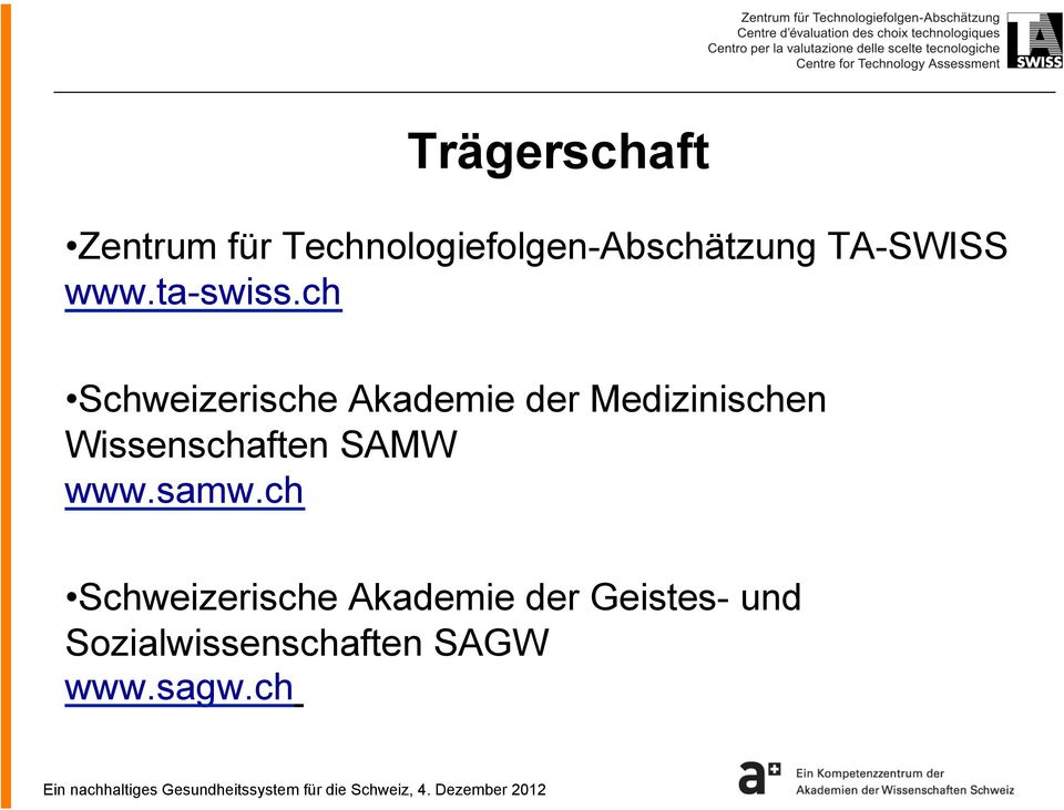 ch Schweizerische Akademie der Medizinischen