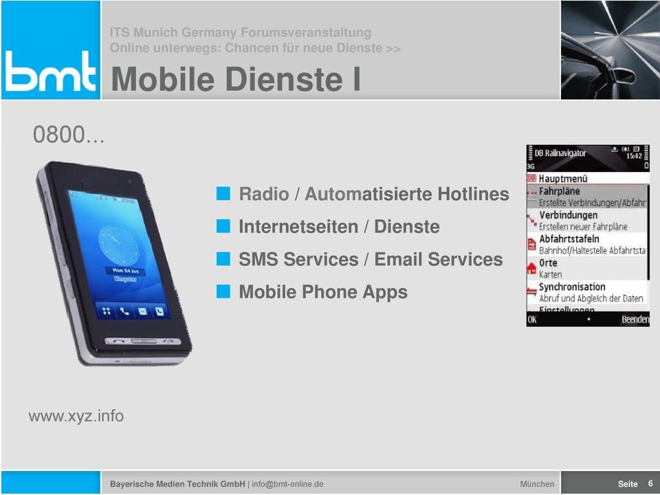 Dienste SMS Services / Email Services Mobile Phone