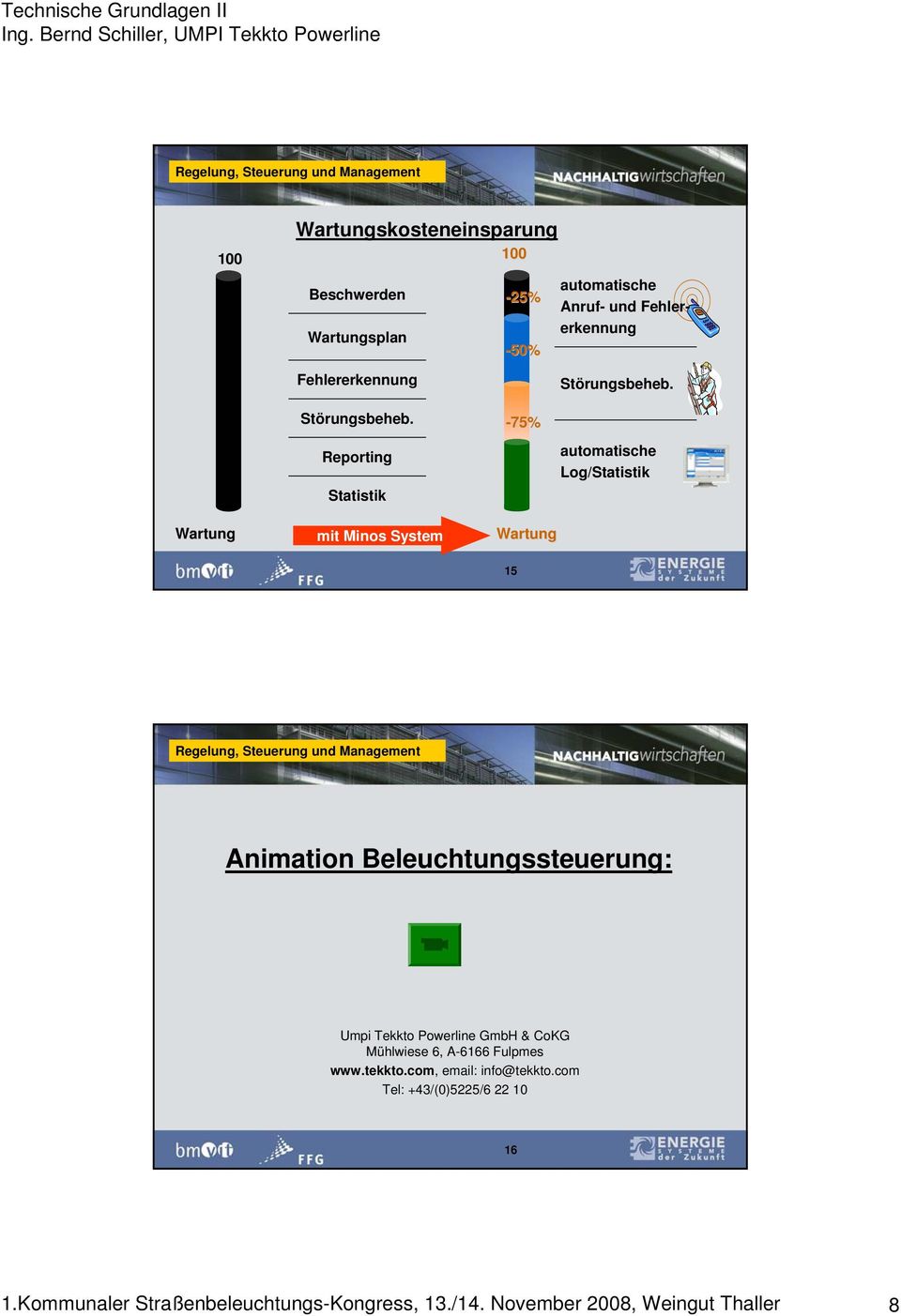 automatische Log/Statistik Wartung mit Minos System Wartung 15 Animation Beleuchtungssteuerung: Umpi