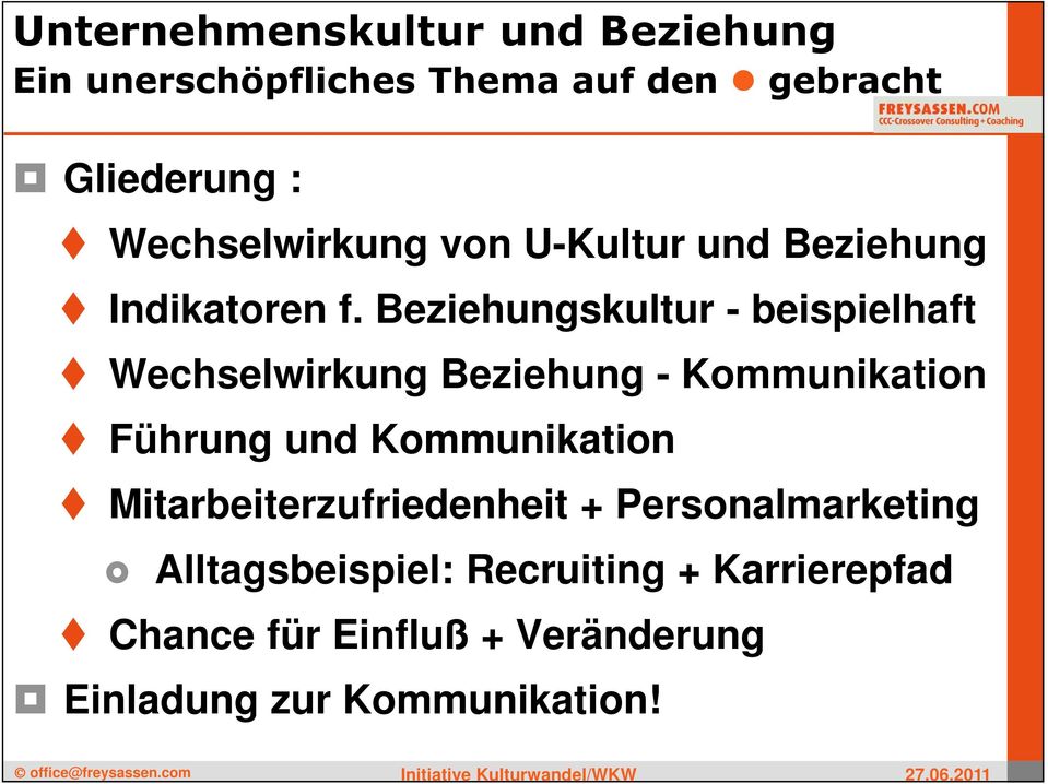 Beziehungskultur - beispielhaft Wechselwirkung Beziehung - Kommunikation Führung und Kommunikation