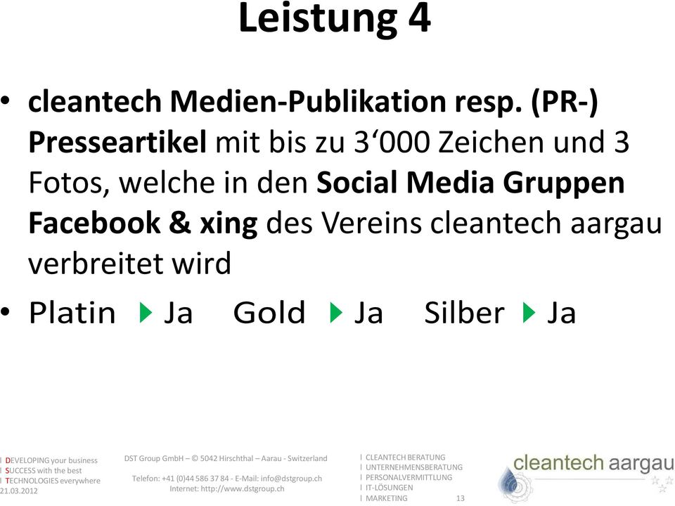 Social Media Gruppen Facebook & xing des Vereins cleantech aargau