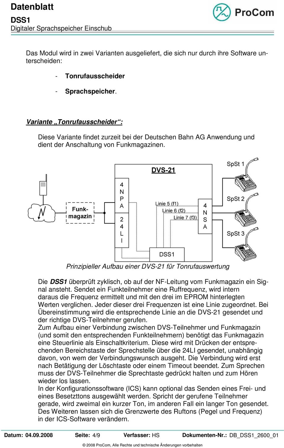 Prinzipieller Aufbau einer DV-21 für Tonrufauswerung Die überprüf zyklisch, ob auf der NF-Leiung vom Funkmagazin ein ignal anseh.