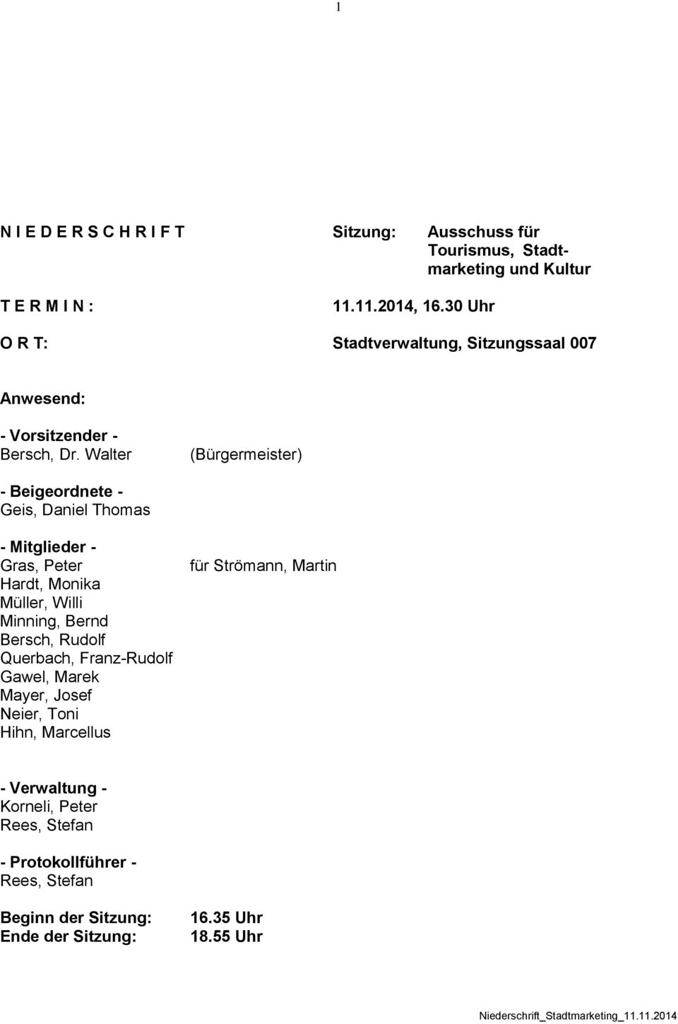 Walter (Bürgermeister) - Beigeordnete - Geis, Daniel Thomas - Mitglieder - Gras, Peter Hardt, Monika Müller, Willi Minning, Bernd Bersch, Rudolf Querbach,
