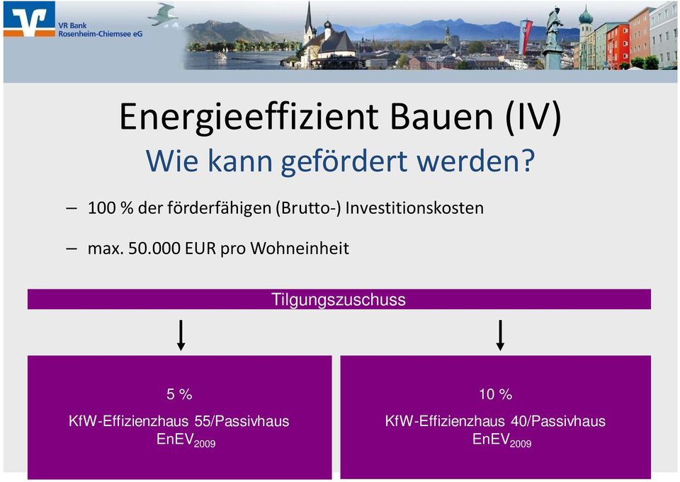000 EUR pro Wohneinheit Tilgungszuschuss 5 % KfW-Effizienzhaus