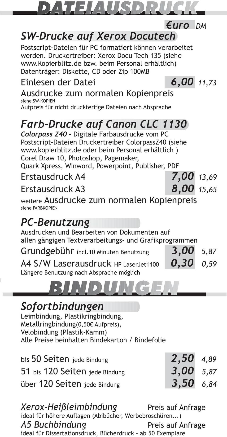 Farb-Drucke auf Canon CLC 1130 11,73 Colorpass Z40 - Digitale Farbausdrucke vom PC Postscript-Dateien Druckertreiber ColorpassZ40 (siehe www.kopierblitz.