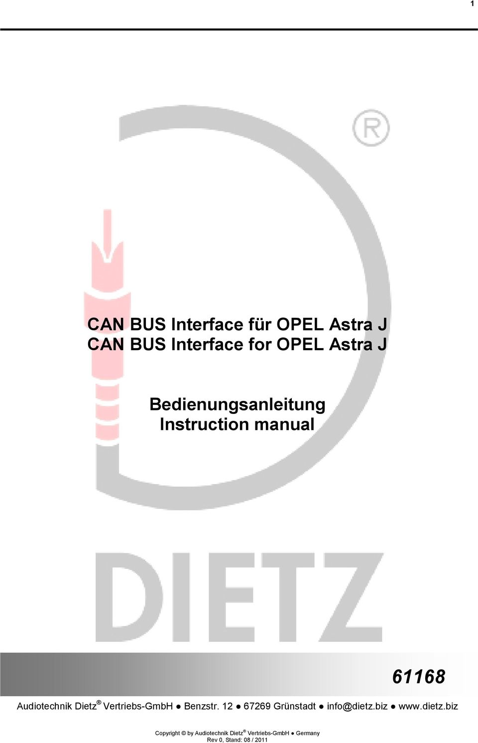 Instruction manual 61168 Audiotechnik Dietz