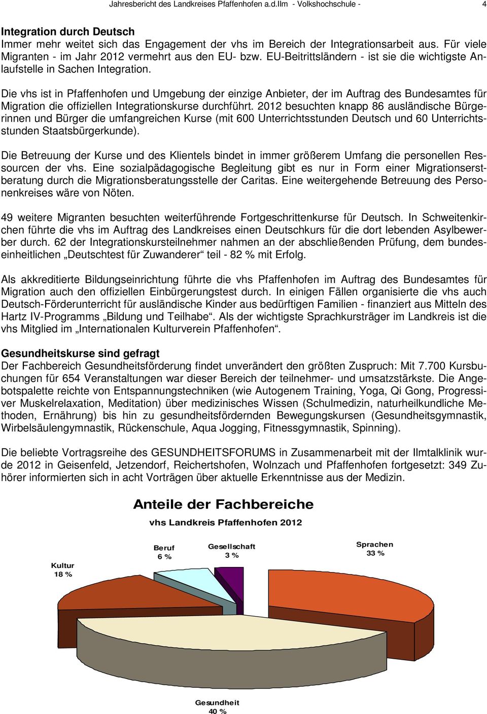 Die vhs ist in Pfaffenhofen und Umgebung der einzige Anbieter, der im Auftrag des Bundesamtes für Migration die offiziellen Integrationskurse durchführt.