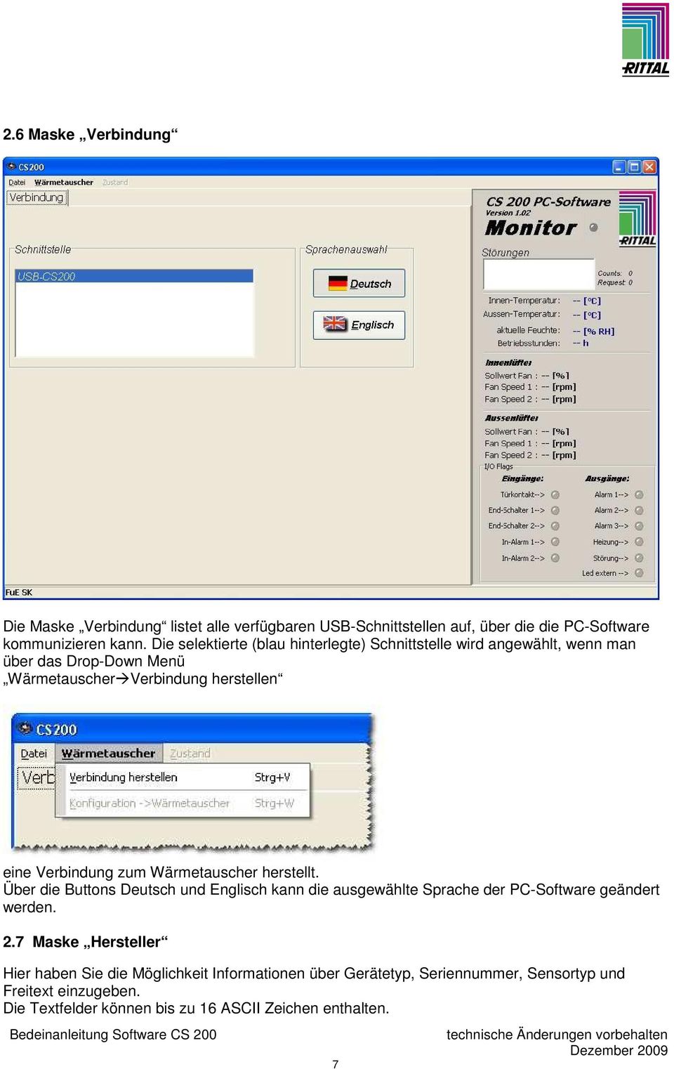 zum Wärmetauscher herstellt. Über die Buttons Deutsch und Englisch kann die ausgewählte Sprache der PC-Software geändert werden. 2.