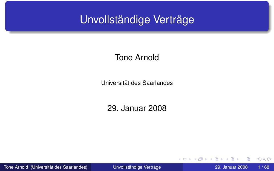 Januar 2008 Tone Arnold (Universität des