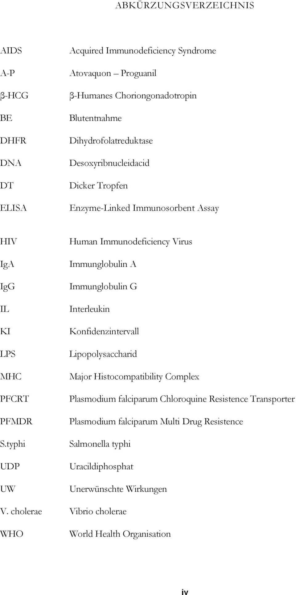 typhi UDP UW Human Immunodeficiency Virus Immunglobulin A Immunglobulin G Interleukin Konfidenzintervall Lipopolysaccharid Major Histocompatibility Complex