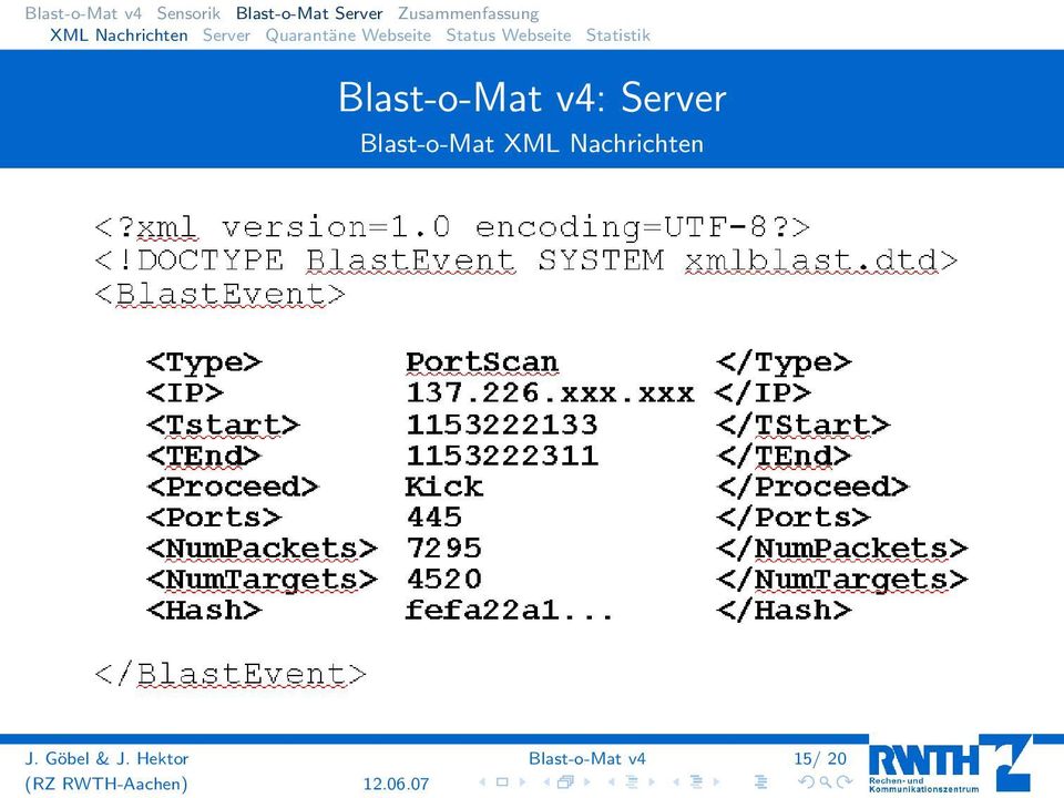Blast-o-Mat v4: Server Blast-o-Mat XML