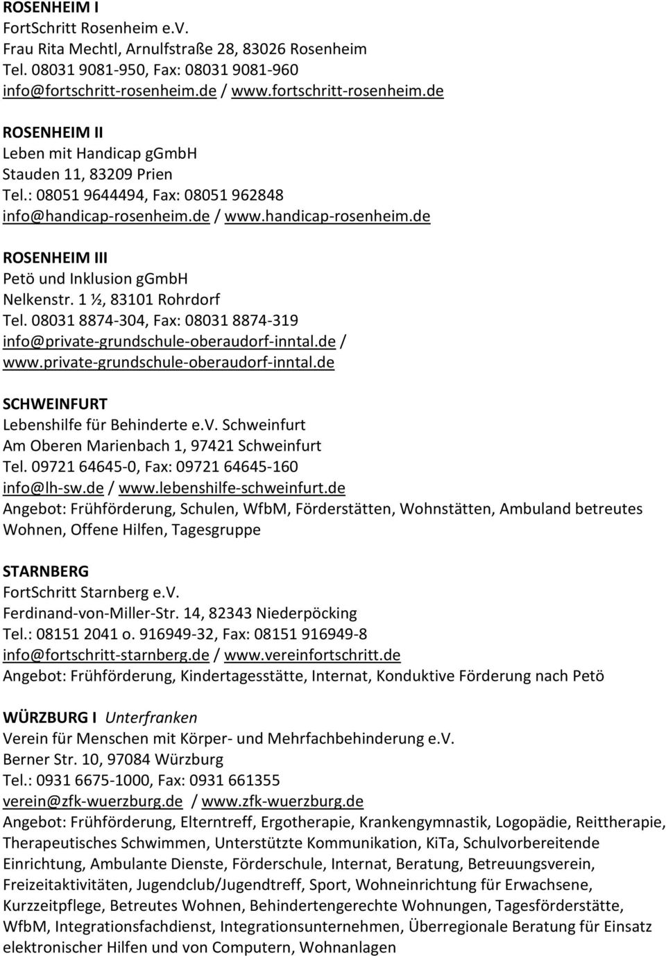 de / www.handicap-rosenheim.de ROSENHEIM III Petö und Inklusion ggmbh Nelkenstr. 1 ½, 83101 Rohrdorf Tel. 08031 8874-304, Fax: 08031 8874-319 info@private-grundschule-oberaudorf-inntal.