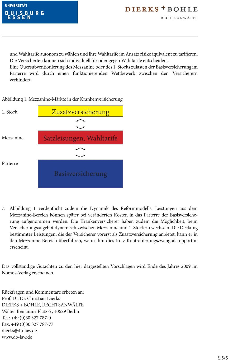 Abbildung 1: Mezzanine-Märkte in der Krankenversicherung 1. Stock Zusatzversicherung Mezzanine Satzleisungen, Wahltarife Parterre Basisversicherung 7.