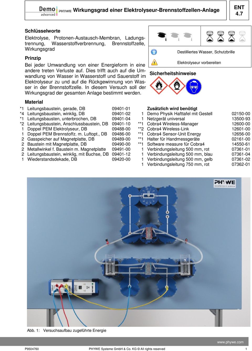 Dies trifft auch auf die Umvon Wasser in Wasserstoff und Sauerstoff im Elektrolyseur zu und auf die Rückgewinnung von Wasser in der Brennstoffzelle.