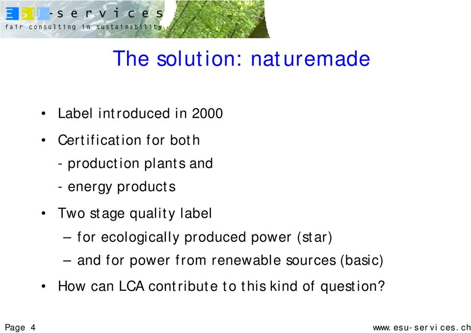 label for ecologically produced power (star) and for power from
