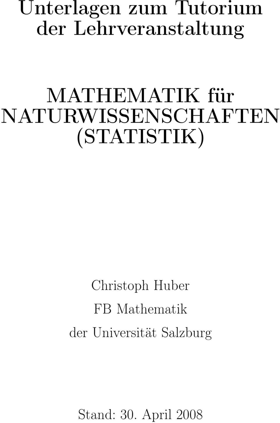 NATURWISSENSCHAFTEN (STATISTIK) Christoph