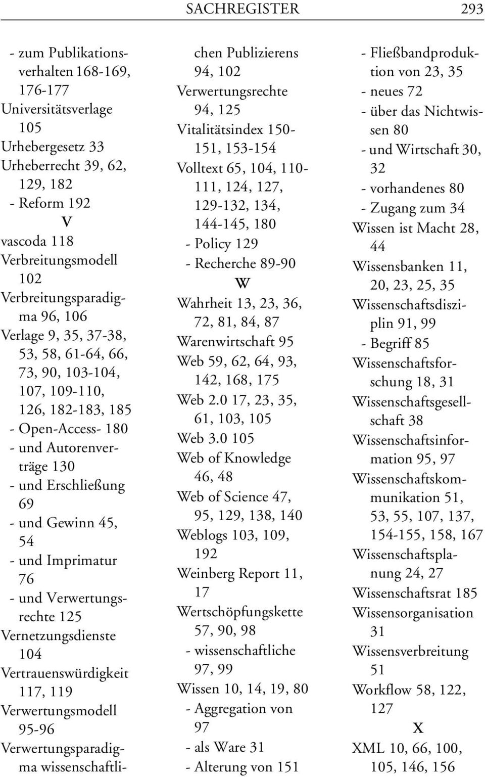 45, 54 - und Imprimatur 76 - und Verwertungsrechte 125 Vernetzungsdienste 104 Vertrauenswürdigkeit 117, 119 Verwertungsmodell 95-96 Verwertungsparadigma wissenschaftlichen Publizierens 94, 102