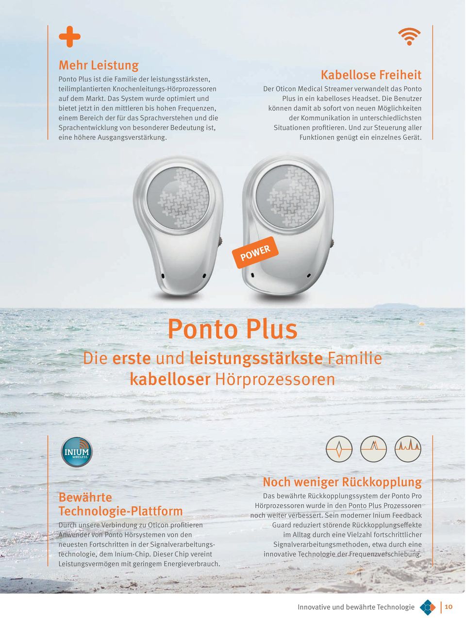 Ausgangsverstärkung. Kabellose Freiheit Der Oticon Medical Streamer verwandelt das Ponto Plus in ein kabelloses Headset.