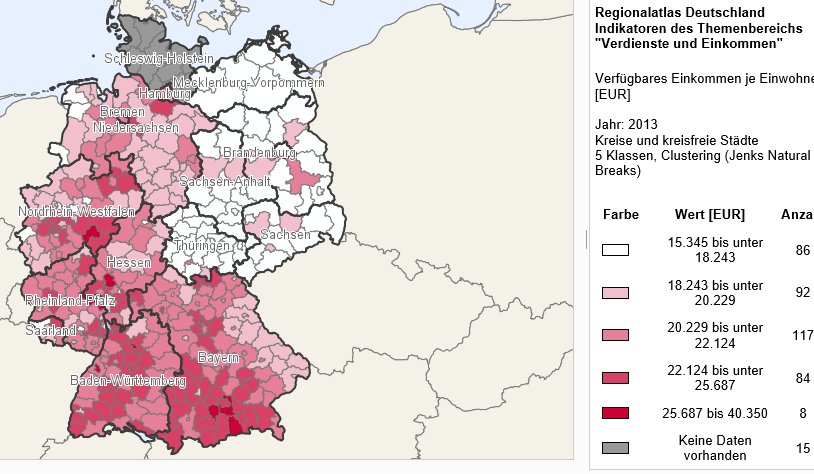Soziale Lage: Einkommen je Einwohner Quelle: www.statistikportal.