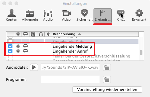 19. Gehen Sie nun zu Sicherheit -> Chat (bei Anrufe und Passwörter bleibt der Wert unverändert.