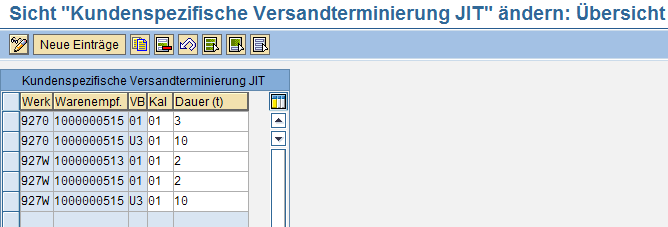 MITSUBISHI: Neue JIT-Terminierung Um zu ermöglichen, dass das geplante Versanddatum immer berechnet wird, darf die Pflege der Transitzeit nicht im JIT-Kunden erfolgen, sondern wird in einer