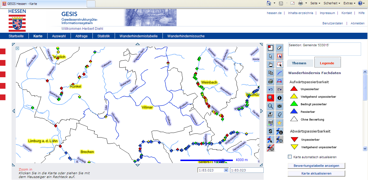5 Wanderhinderniserfassung in den Jahren 2007/2008 der wrrl-relevanten Gewässer in Hessen die hessischen Wanderhindernisdaten zentrale
