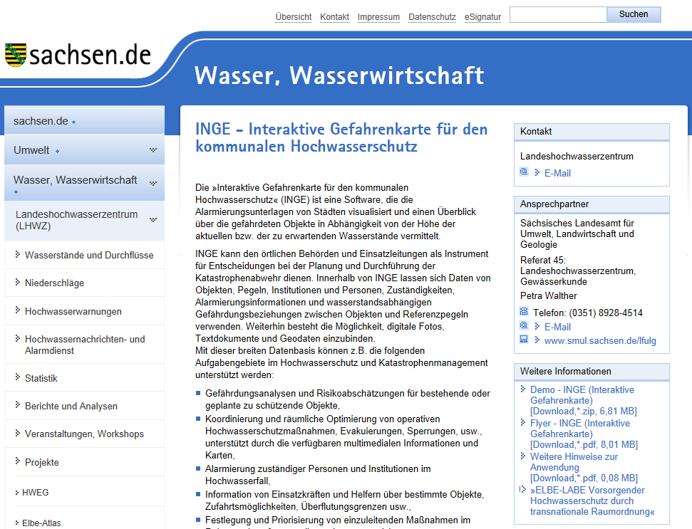 Karten- und Managementsystem für Kommunen (Software INGE) http://www.umwelt.sachsen.