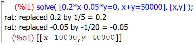 Entwicklung der Käuferzahl Maxima Berechnung von k s Mit einem Computeralgebrasystem (CAS) wie Maxima kann das Gleichungssystem 0,2 x 0,05 y = 0 auch direkt gelöst werden: