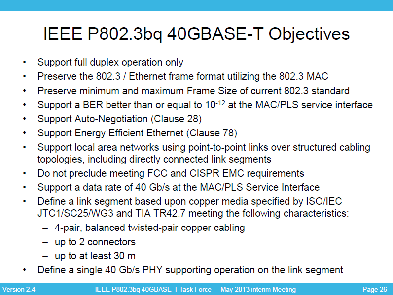 Decoding Standards Stand der Normierung bei 40GBASE-T NCS Newsletter Juli 2013 In der Vollversammlung der IEEE 802.