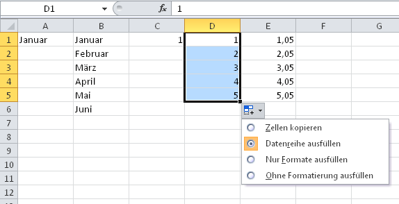 Dateneingabe Automatisches Ausfüllen - Variabel Excel kann aber auch intelligent Datenreihen vervollständigen: Eingabe von "Januar" und Ziehen des