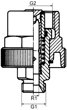 Rohrleitungskupplung Techno-Rohrleitungskupplungen Typ TRK-LH / Techno coupling type TRK-LH Loshälfte (Stecker) / Male coupling BG R1 G1 G2 286.315 TRK-LH L08 DN06 L08 M14x1,5 32x3 286.