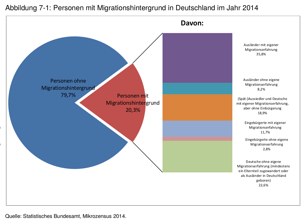 Personen mit Migrationshintergrund in Deutschland Quelle: