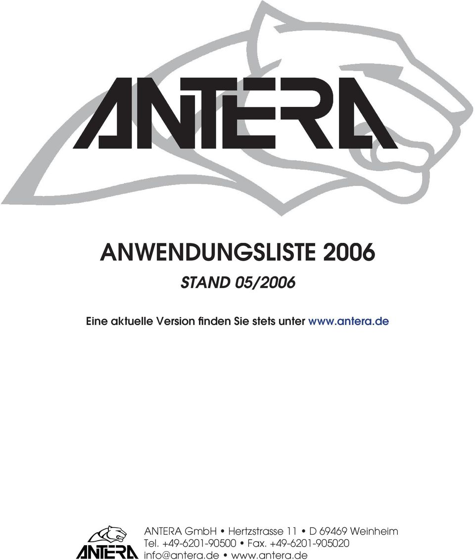 de ANTERA GmbH Hertzstrasse 11 D 69469 Weinheim Tel.