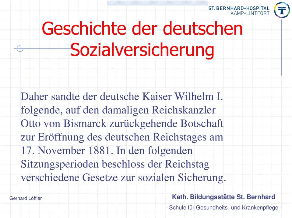 zurückgehende Botschaft zur Eröffnung des deutschen Reichstages am 17.