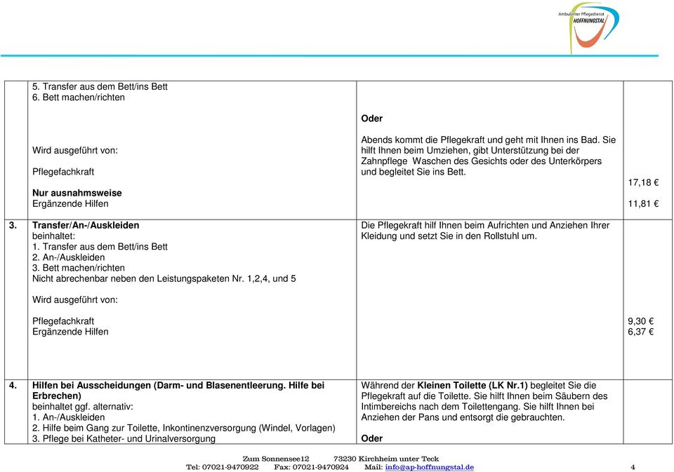 Sie hilft Ihnen beim Umziehen, gibt Unterstützung bei der Zahnpflege Waschen des Gesichts oder des Unterkörpers und begleitet Sie ins Bett.