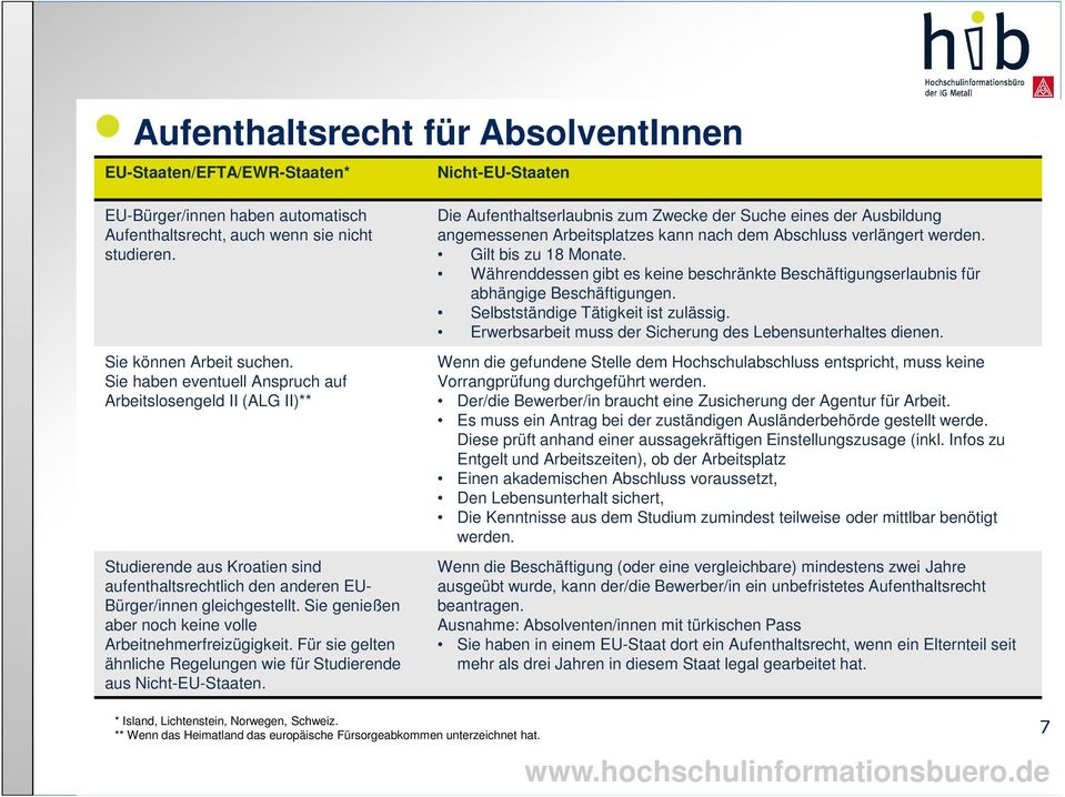 Sie genießen aber noch keine volle Arbeitnehmerfreizügigkeit. Für sie gelten ähnliche Regelungen wie für Studierende aus Nicht-EU-Staaten.