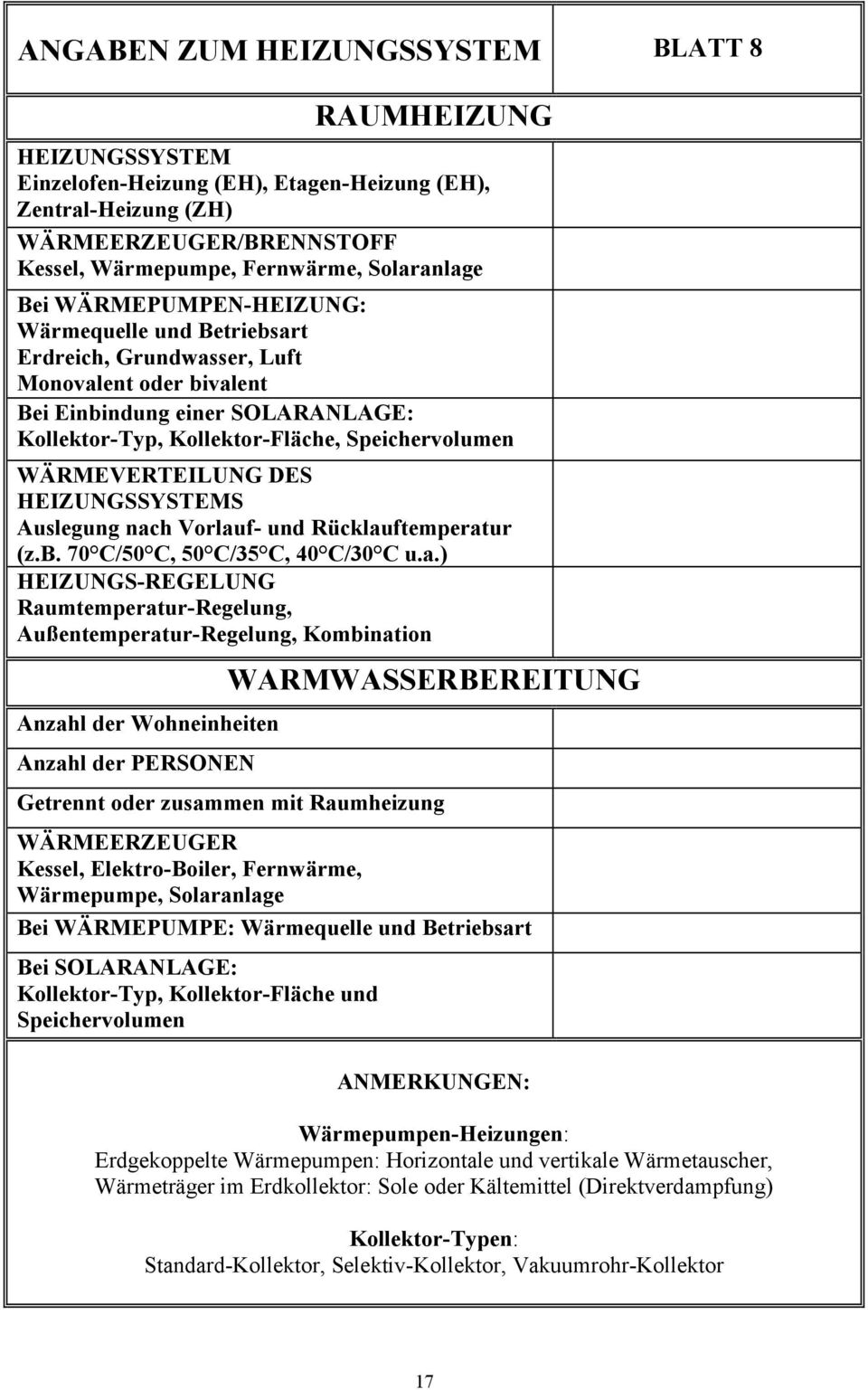 WÄRMEVERTEILUNG DES HEIZUNGSSYSTEMS Auslegung nac