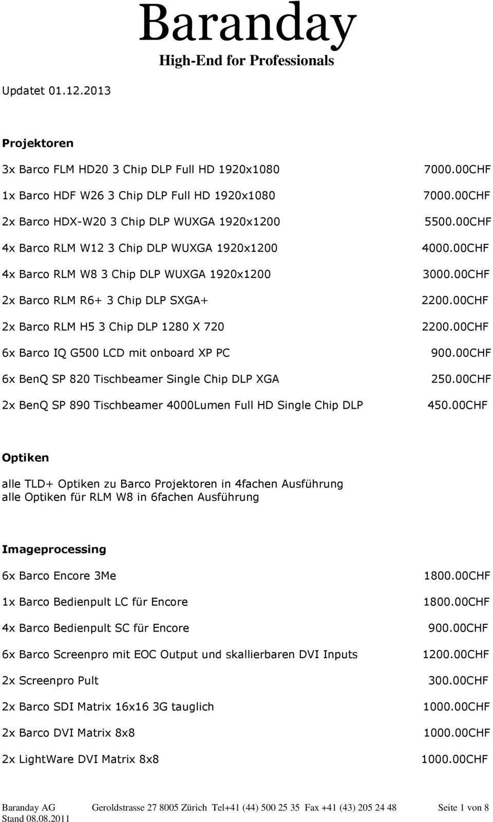 4x Barco RLM W8 3 Chip DLP WUXGA 1920x1200 2x Barco RLM R6+ 3 Chip DLP SXGA+ 2x Barco RLM H5 3 Chip DLP 1280 X 720 6x Barco IQ G500 LCD mit onboard XP PC 6x BenQ SP 820 Tischbeamer Single Chip DLP