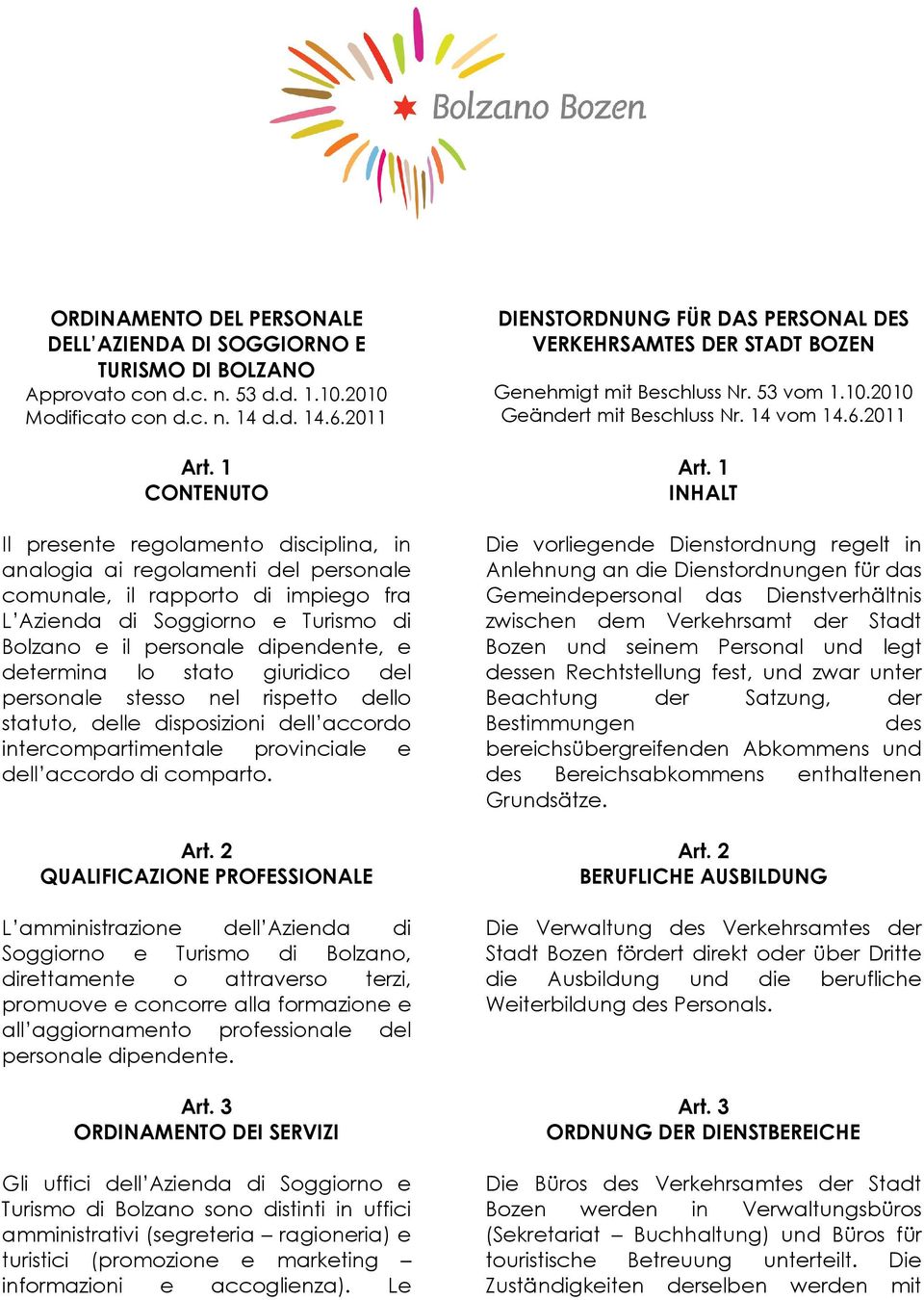 Dienstordnung Fur Das Personal Des Verkehrsamtes Der Stadt Bozen Pdf Free Download