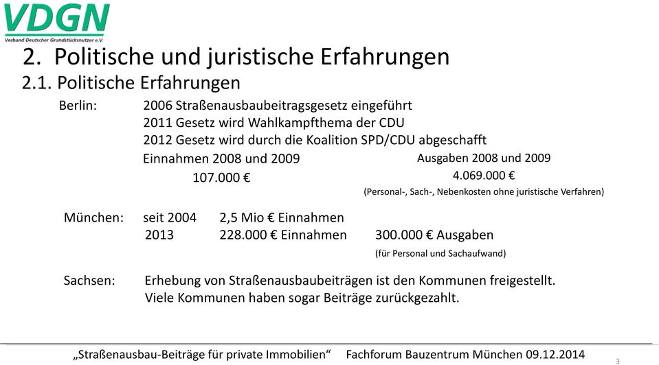 Koalition SPD/CDU abgeschafft Einnahmen 2008 und 2009 107.000 Ausgaben 2008 und 2009 4.069.