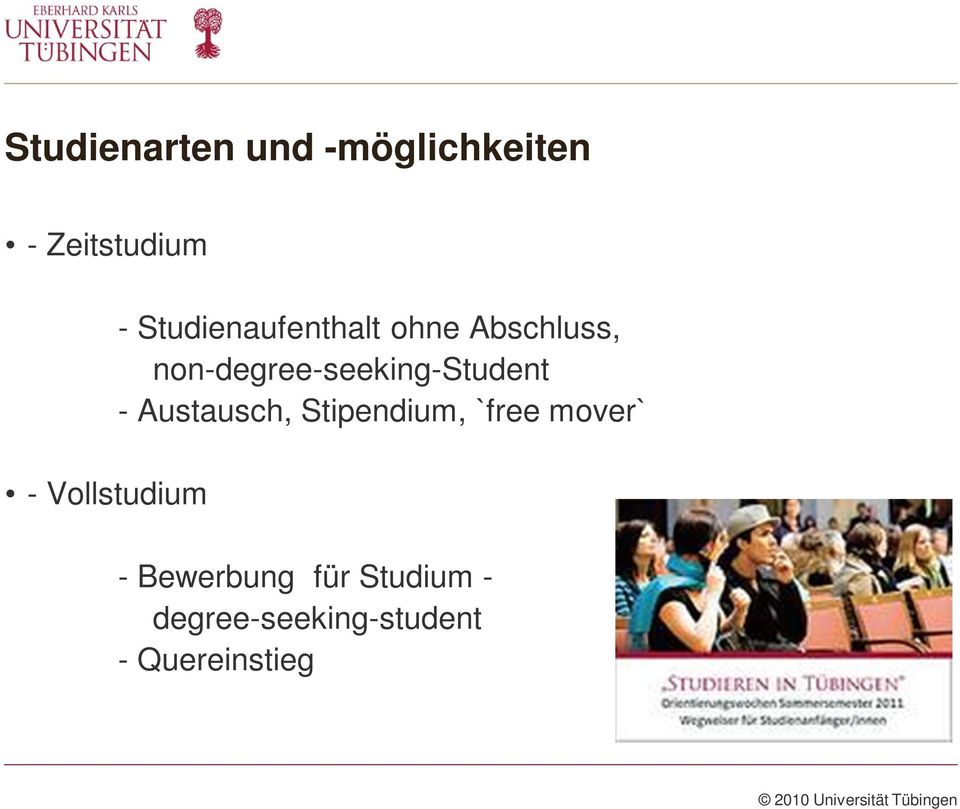 non-degree-seeking-student - Austausch, Stipendium,