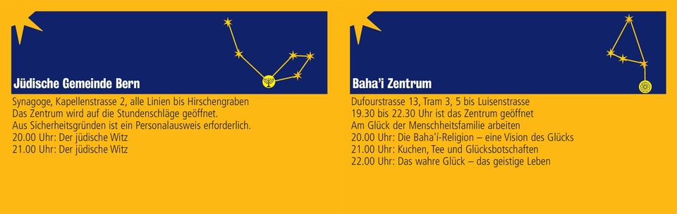 00 Uhr: Der jüdische Witz Dufourstrasse 13, Tram 3, 5 bis Luisenstrasse 19.30 bis 22.