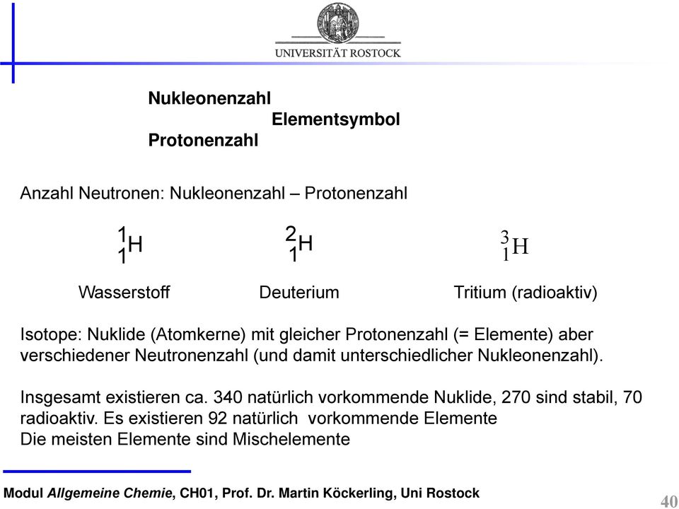 Neutronenzahl (und damit unterschiedlicher Nukleonenzahl). Insgesamt existieren ca.