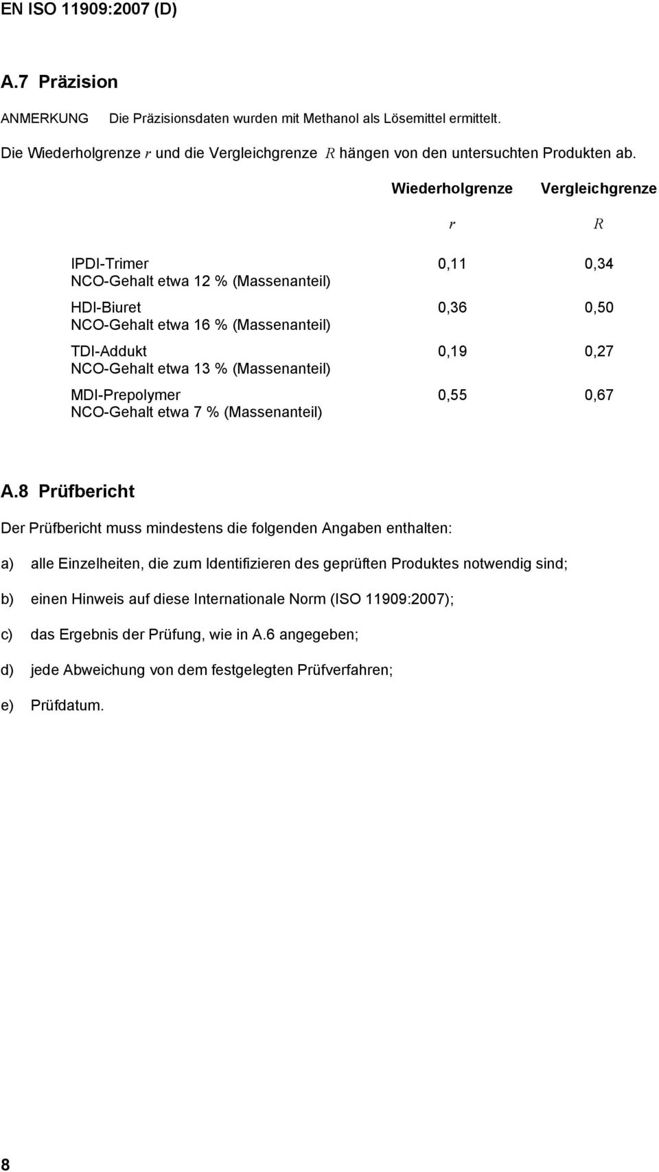 NCO-Gehalt etwa 7 % (Massenanteil) A.